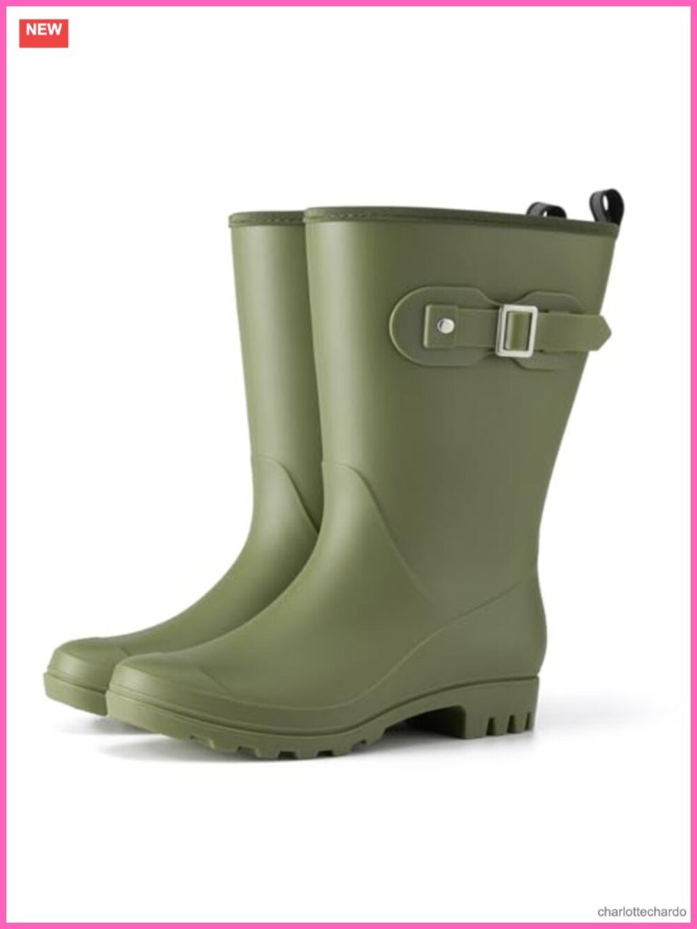 Waterproof PVC Mid-Calf Wellington Rain Boots Anti-Slip Gardening Shoes